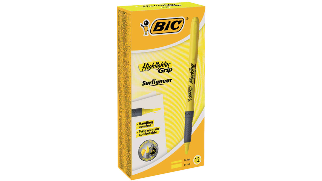 Markeerstift Bic brite liner grip geel