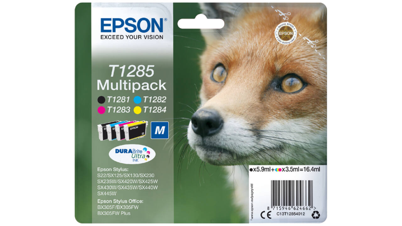 Inktcartridge Epson T1285 zwart + 3 kleuren