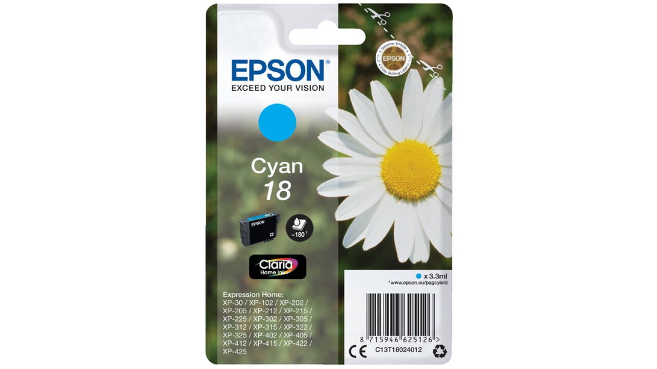 Inktcartridge Epson 18 T1802 blauw