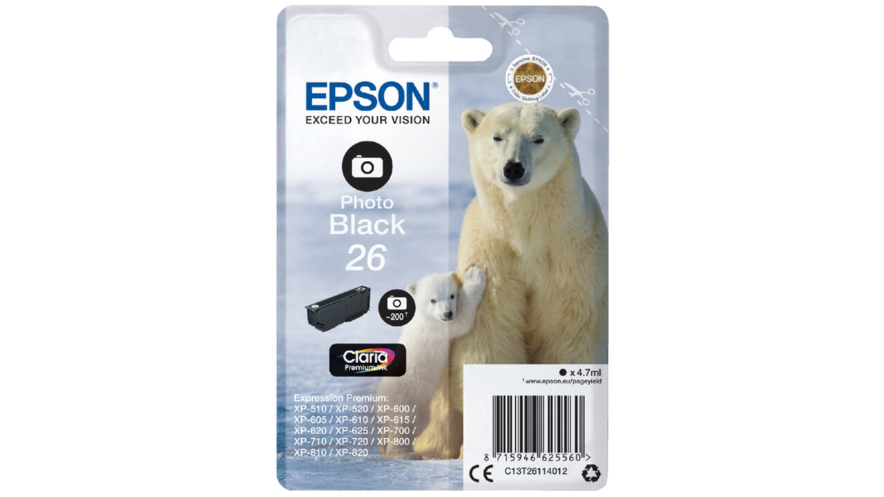 Inktcartridge Epson 26 T2611 foto zwart