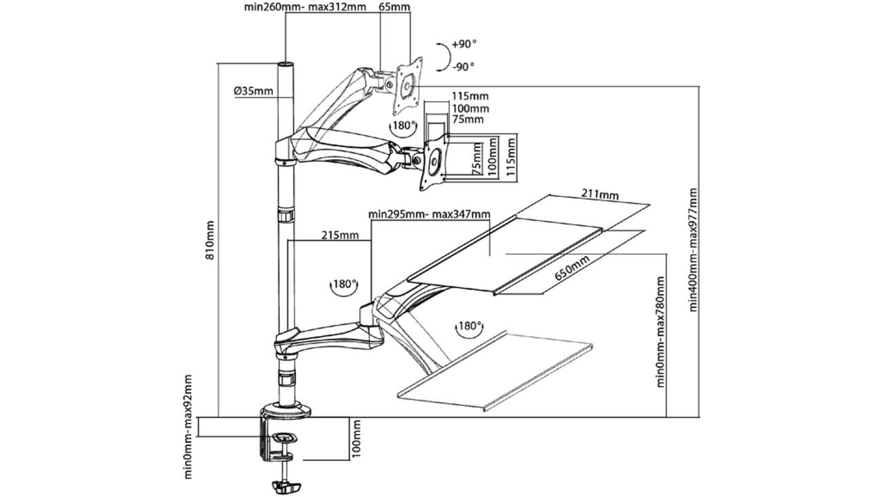 PC arm Neomounts D500 10-27" werkplek zwart