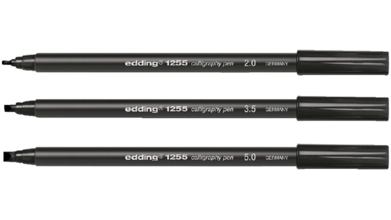 Kalligrafiepen edding 1255 zwart 3 lijndiktes 2.0 - 3.5 - 5.0mm blister à 3 stuks