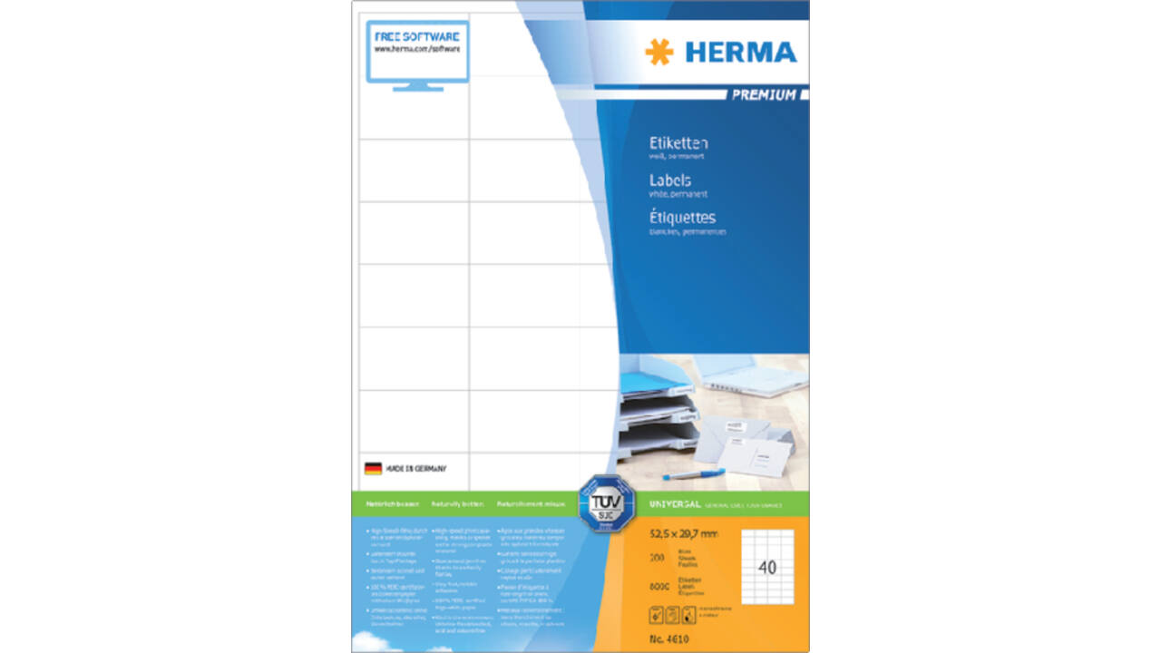 Etiket HERMA 4610 52.5x29.7mm premium wit 8000stuks