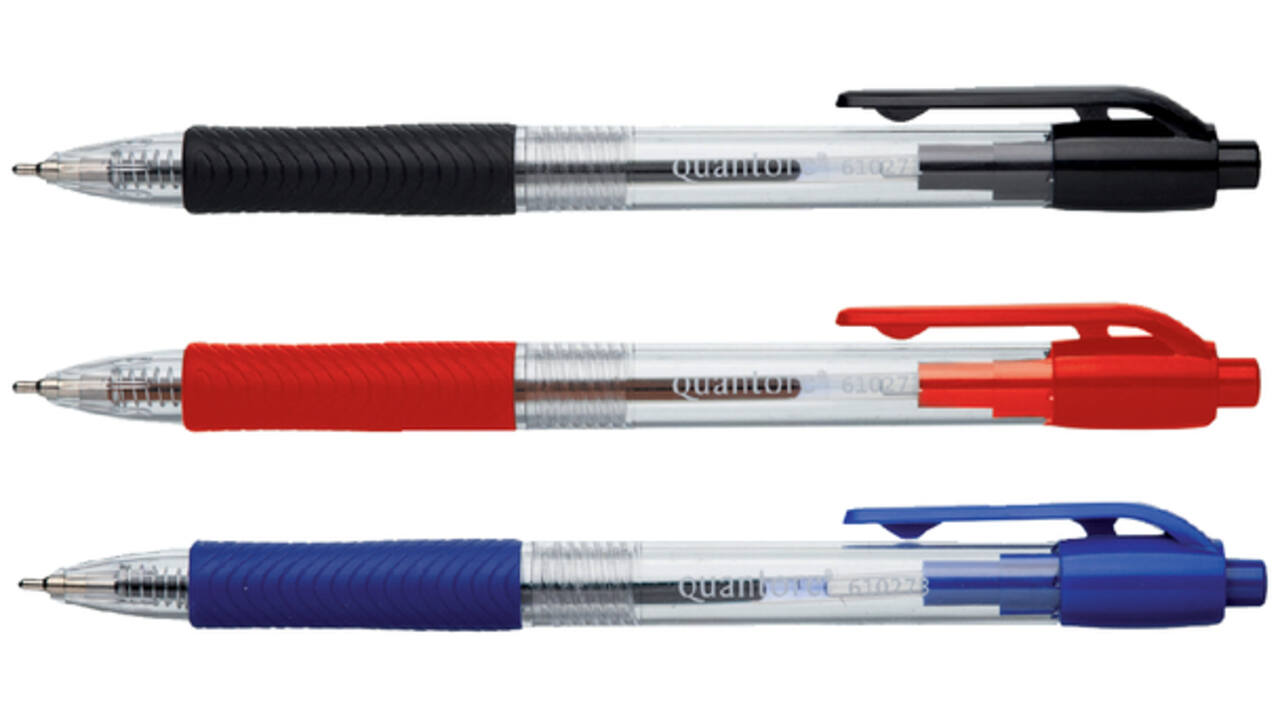 Balpen Quantore Grip drukknop zwart medium