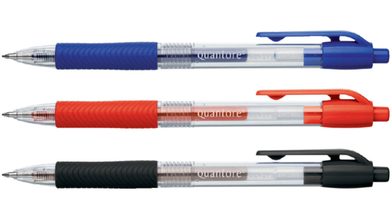 Gelschrijver Quantore grip drukknop 0.7mm blauw
