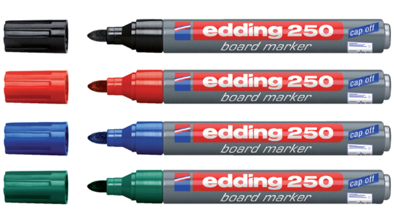 Viltstift edding 250 whiteboard rond 1.5-3mm assorti etui à 4 stuks