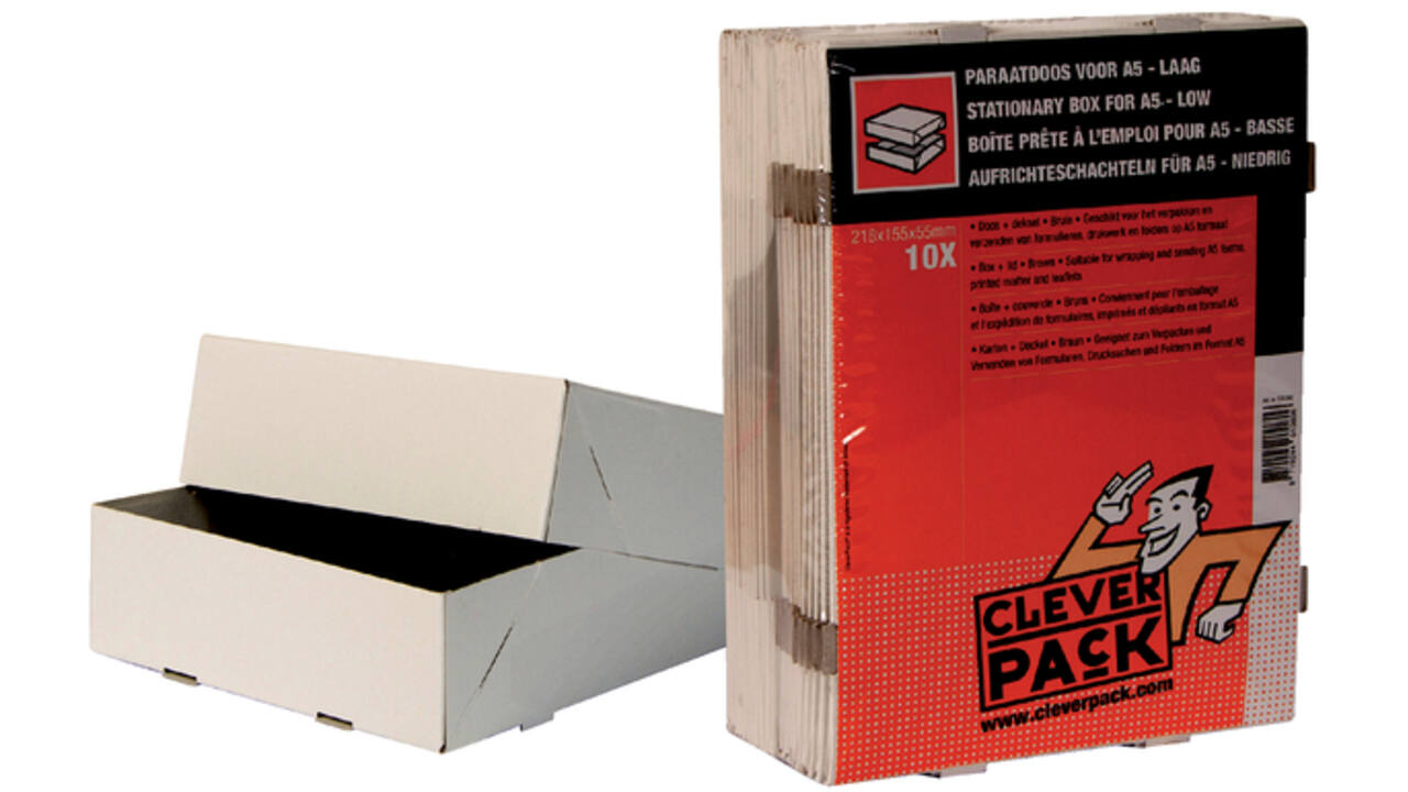 Paraatdoos CleverPack A5 218x155x55mm voor 500 vel wit pak à 10 stuks