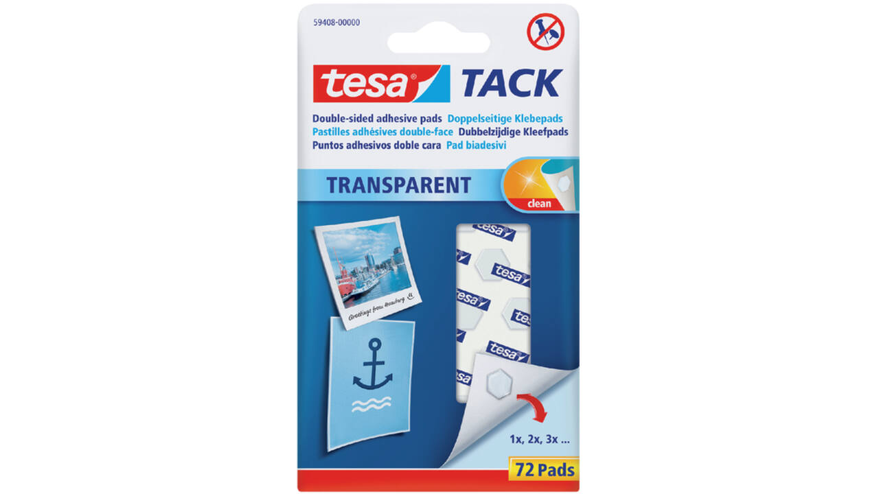 Kleefpads tesa® TACK dubbelzijdig transparant 72 stuks
