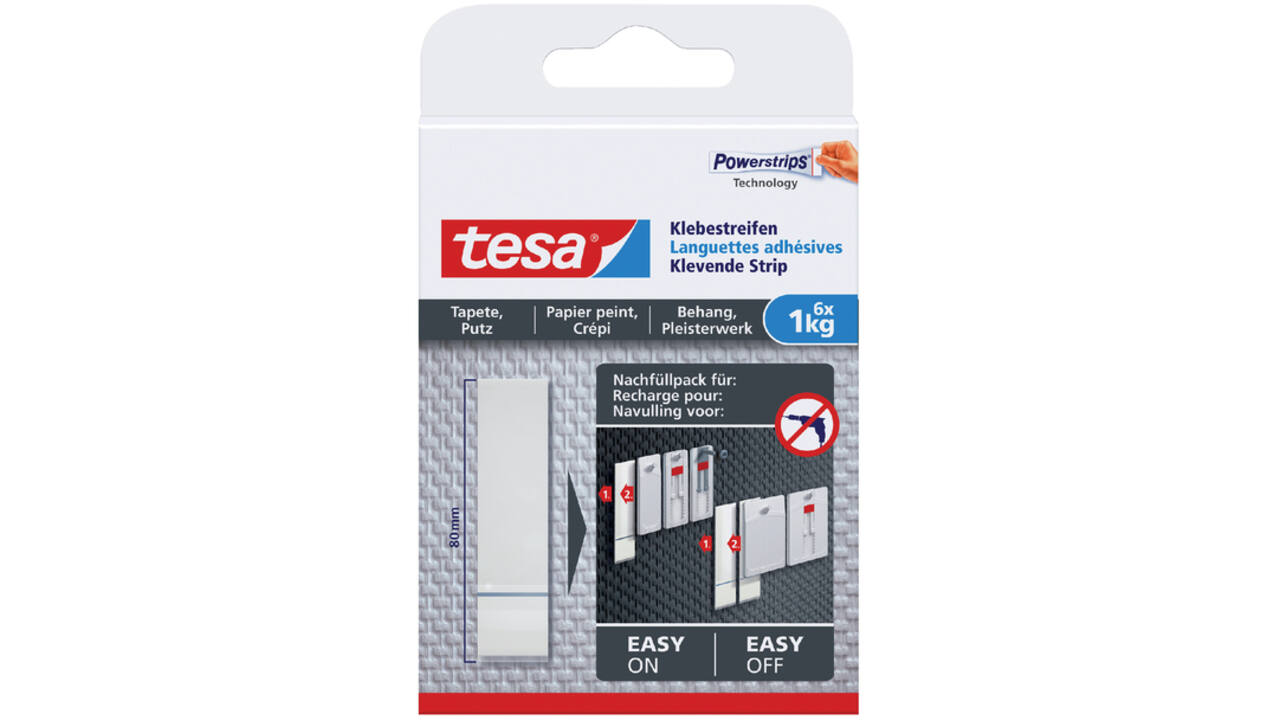 Kleefstrips tesa® behang & pleisterwerk 1kg wit 6 stuks