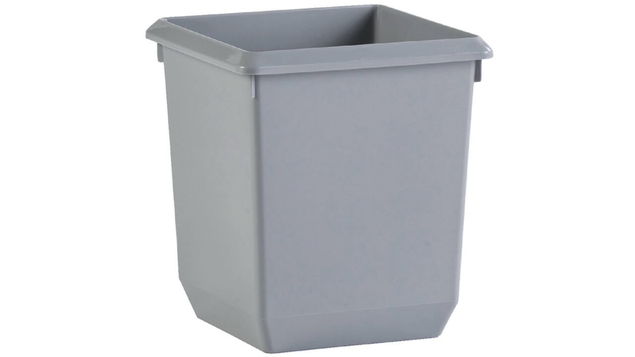 Papierbak kunststof vierkant taps 21liter grijs