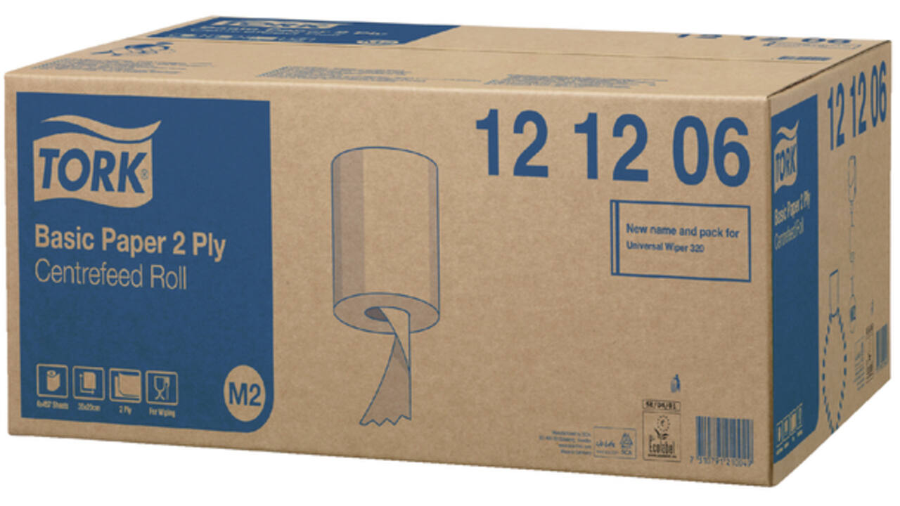 Poetsrol Tork Basic M2 centerfeed multifunctioneel 2-laags 160m wit 121206