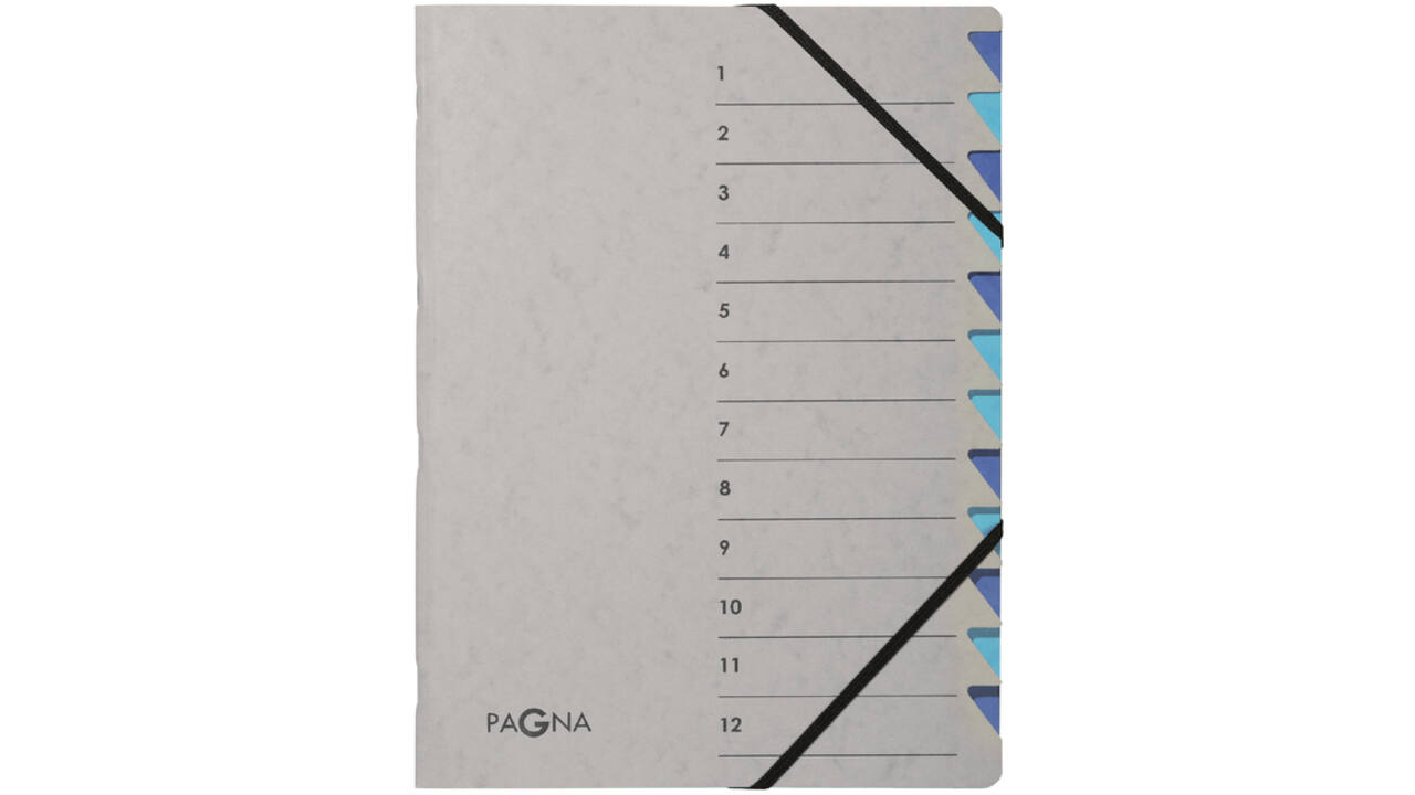 Sorteermap Pagna Easy A4 12 tabs lichtblauw/donkerblauw