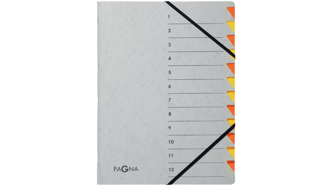 Sorteermap Pagna Easy A4 12 tabs oranje/geel