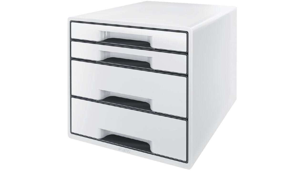 Ladenblok Leitz Wow Cube A4 maxi 4 laden wit/zwart