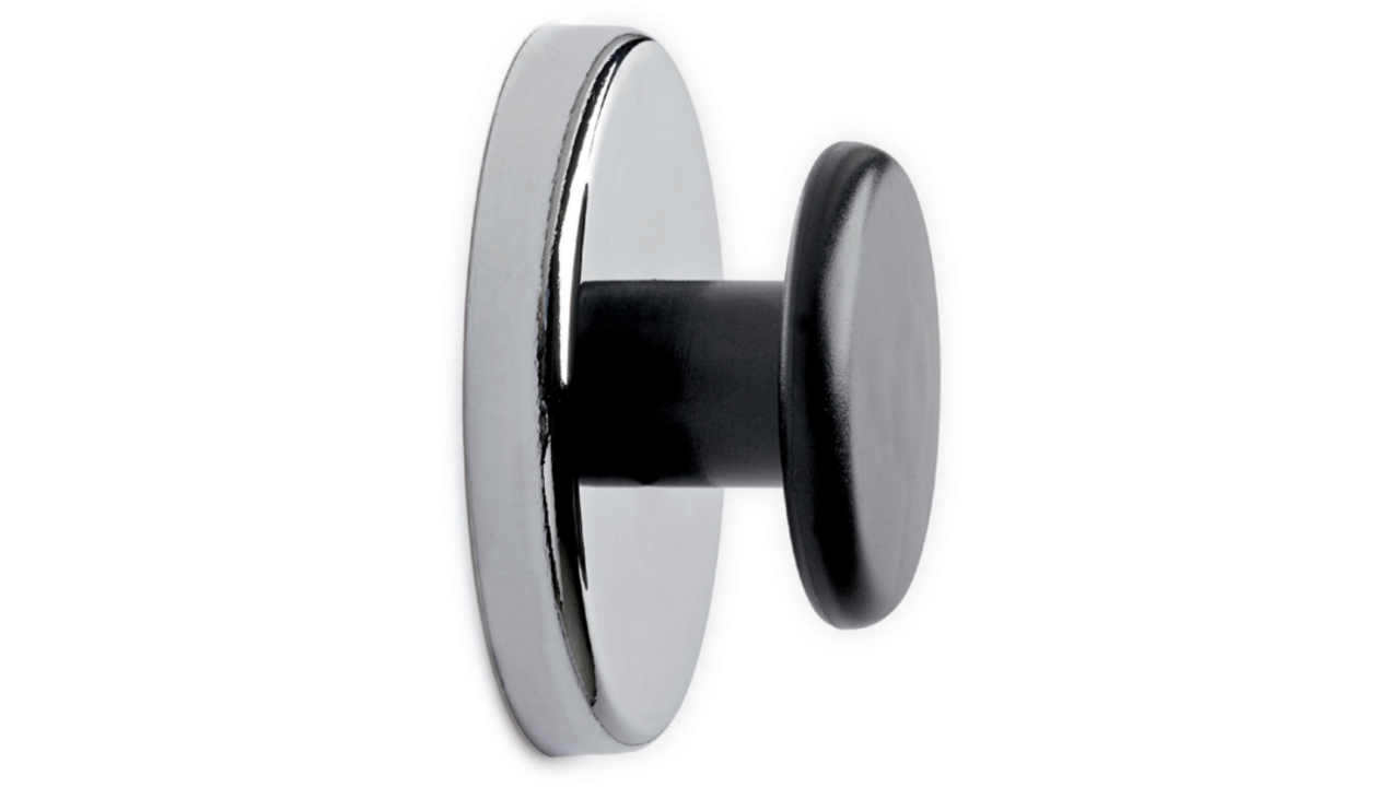 Magneet met knop MAUL Ø65mm trekkracht 12kg chroom/zwart
