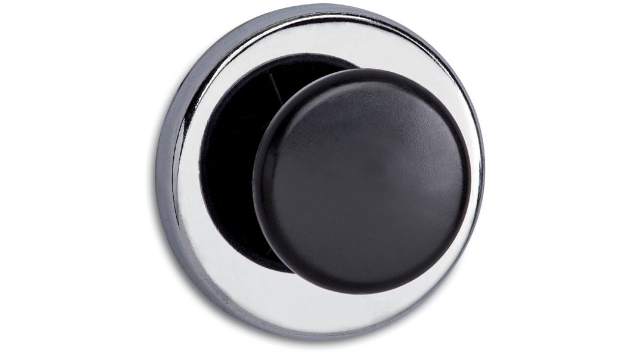 Magneet met knop MAUL Ø65mm trekkracht 12kg chroom/zwart