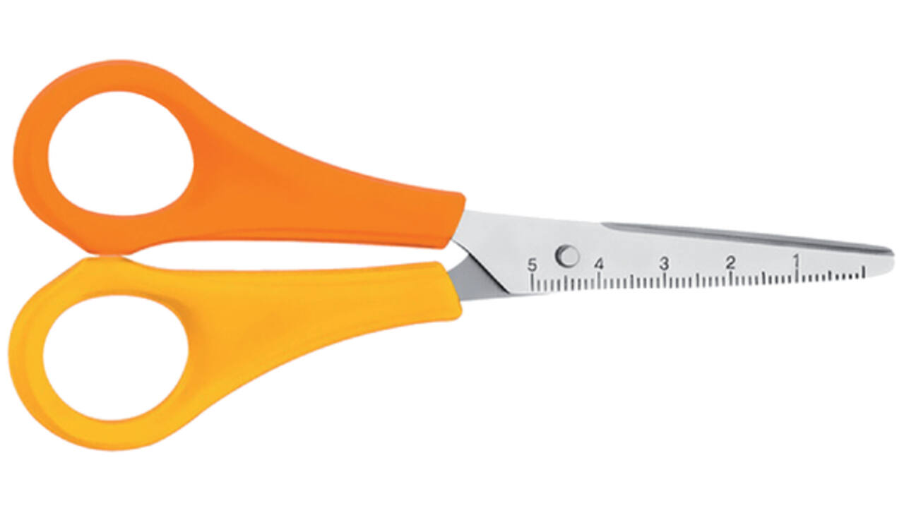 Kinderschaar Westcott 130mm spitse punt linkshandig geel/oranje