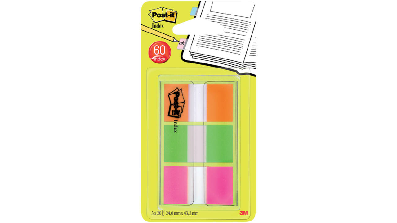 Indextabs Post-it 680 24mmx43.2mm assorti 60 tabs
