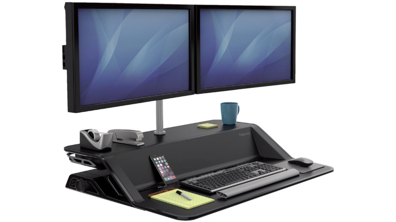 Zit-Sta monitorarm Fellowes dubbel zwart
