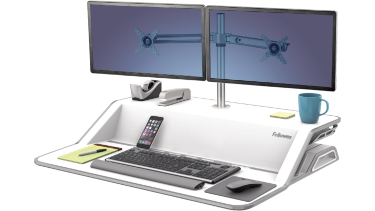 Zit-Sta monitorarm Fellowes dubbel zwart