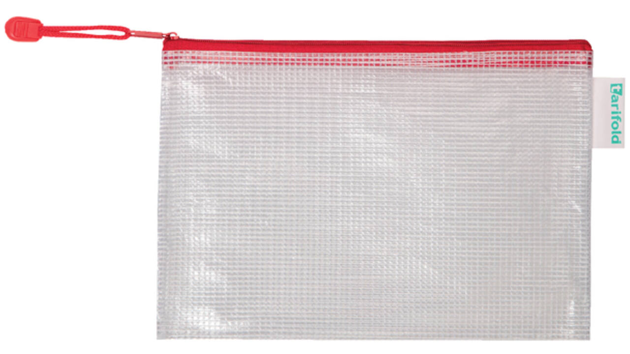 Opbergtas Tarifold met rits 235x165mm PVC rood