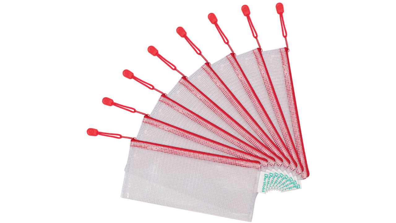 Opbergtas Tarifold met rits 250x115mm PVC rood