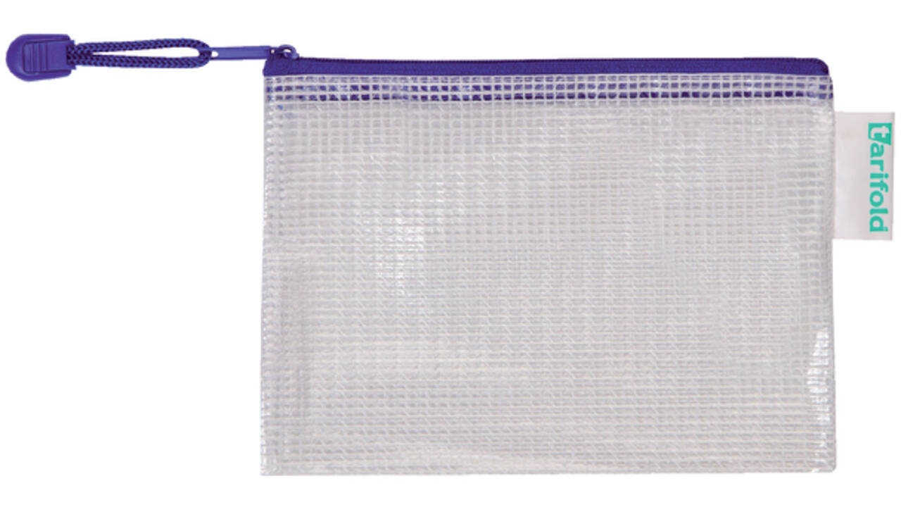 Opbergtas Tarifold met rits 175x125mm PVC blauw