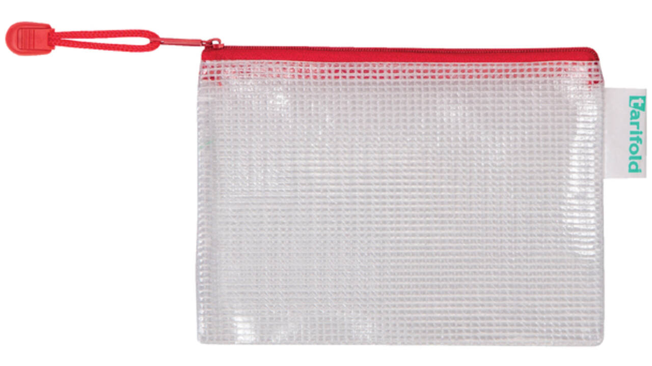 Opbergtas Tarifold met rits 160x110mm PVC rood