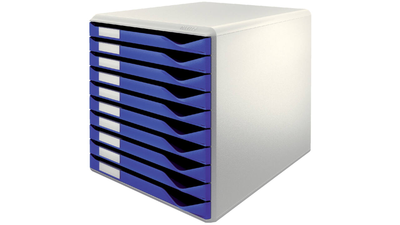 Ladenblok Leitz A4 10 laden blauw/wit