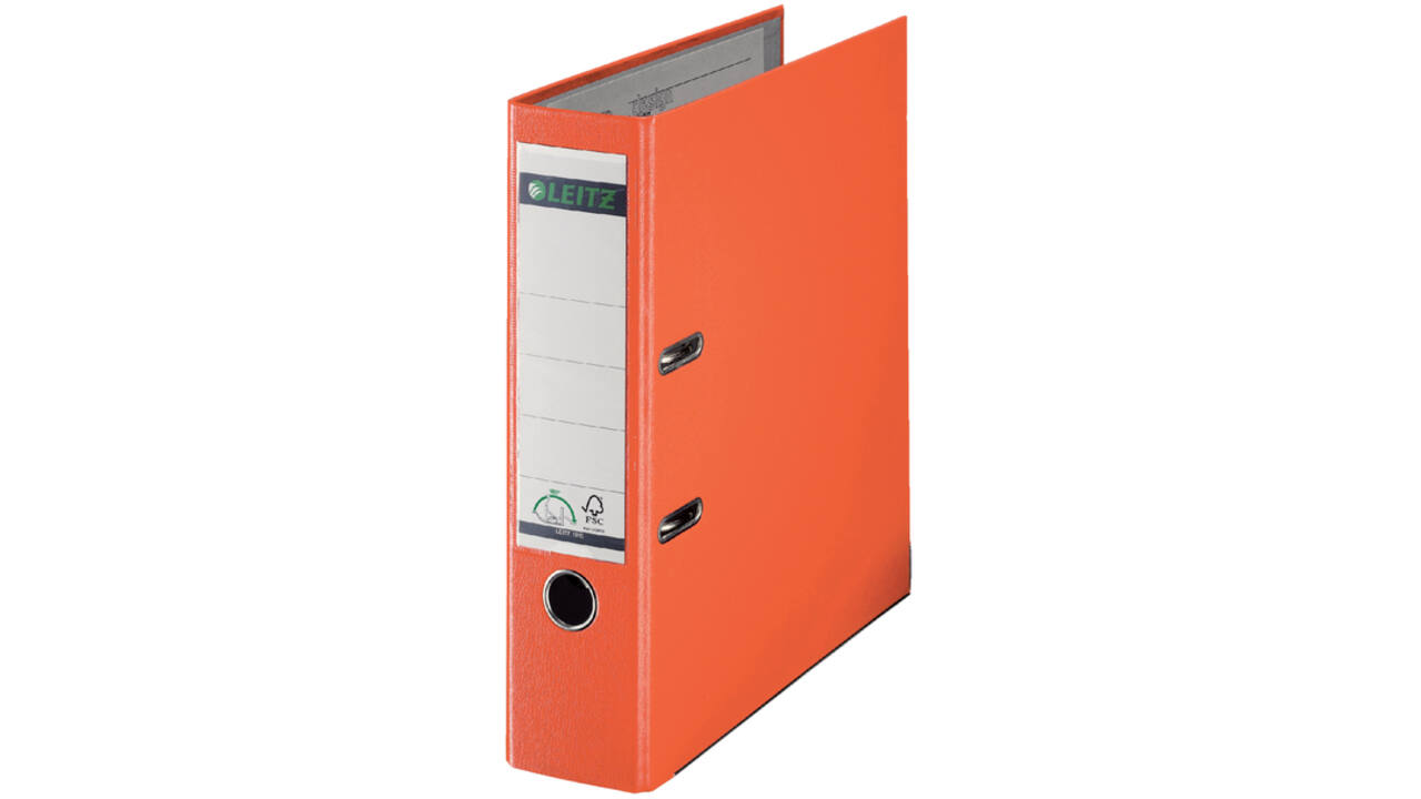 Ordner Leitz 1010 180° 80mm PP A4 oranje