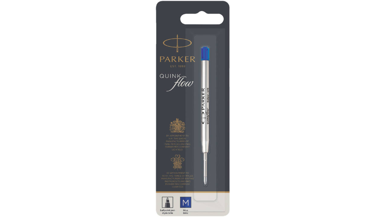 Balpenvulling Parker Quinkflow medium blauw blister à 1 stuk