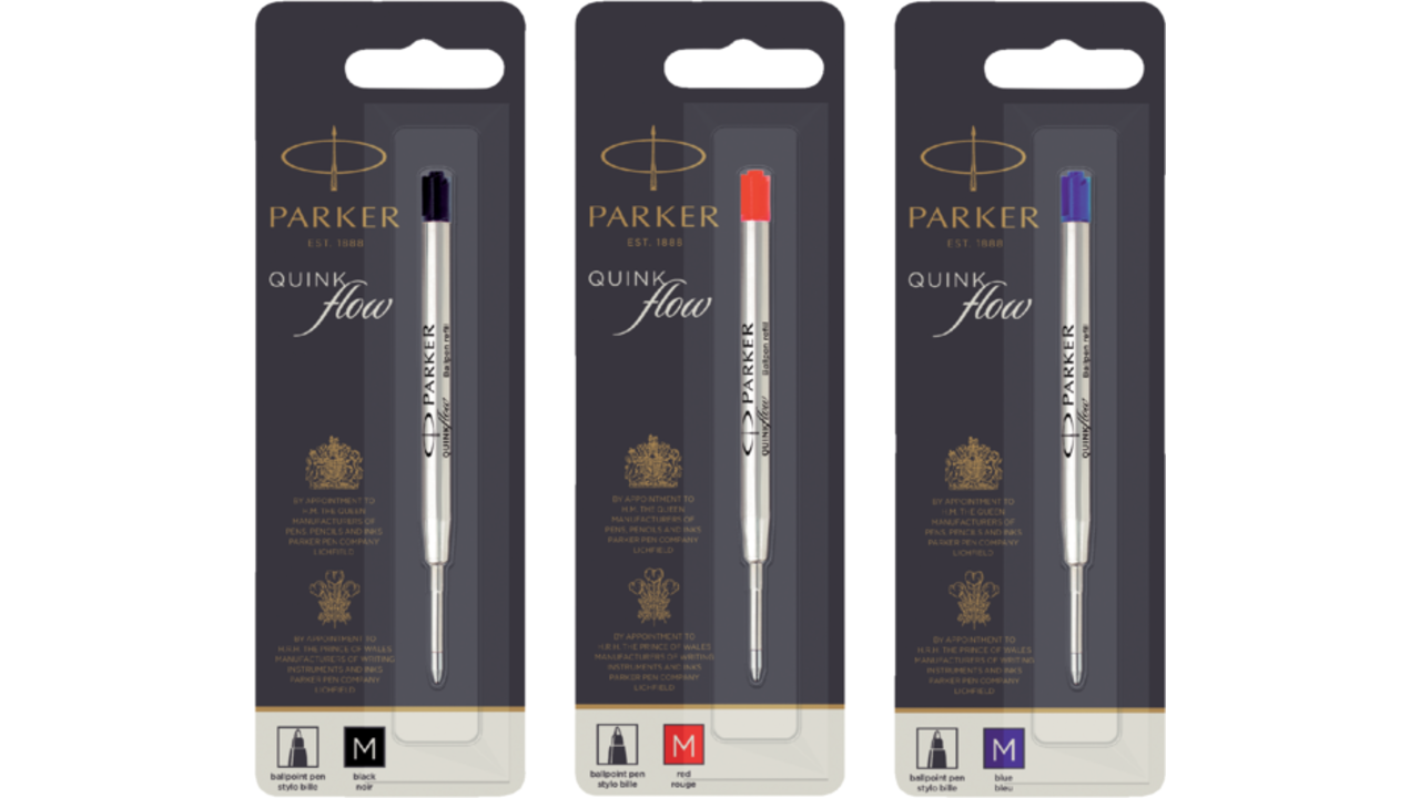 Balpenvulling Parker Quinkflow medium blauw blister à 1 stuk