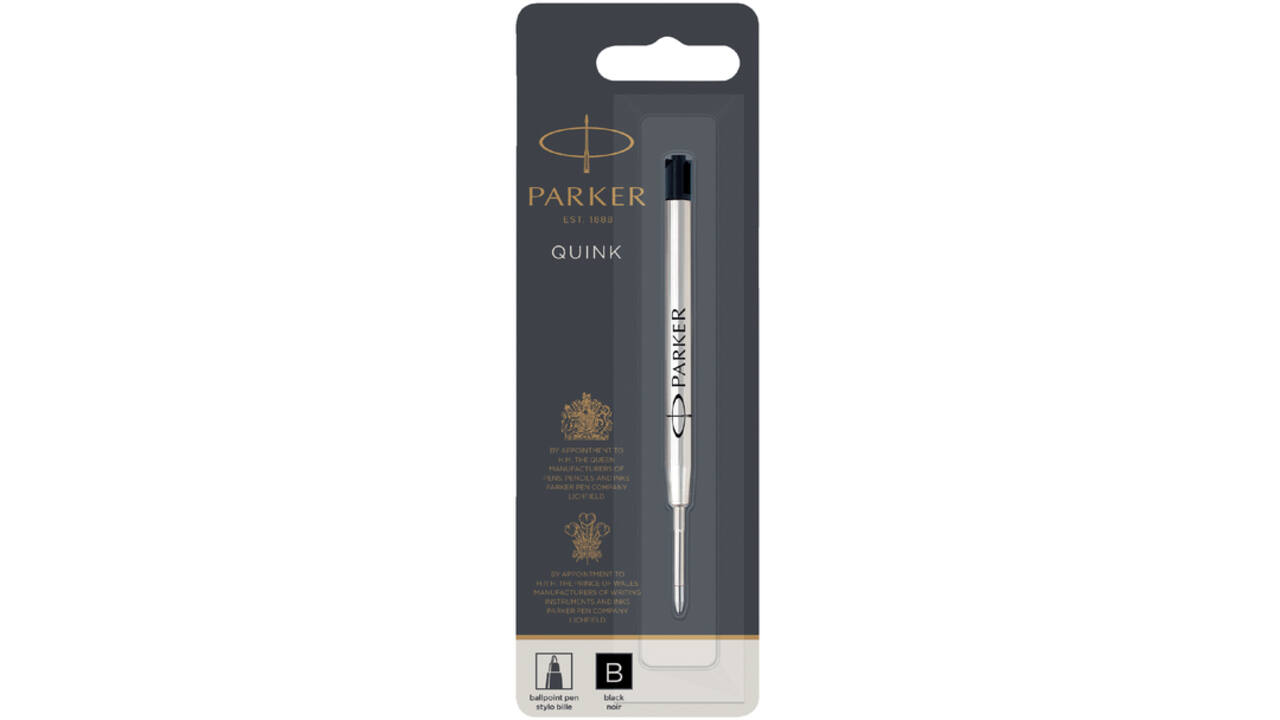 Balpenvulling Parker Quink breed zwart breed blister à 1 stuk