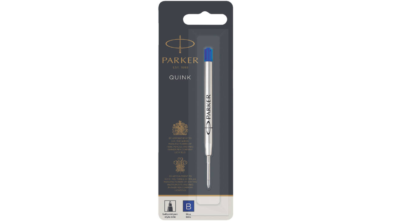 Balpenvulling Parker Quink breed blauw breed blister à 1 stuk