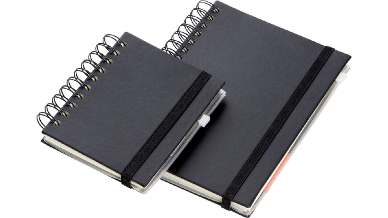 Notitieboek Quantore A6 spiraal lijn 192blz 80gr zwart