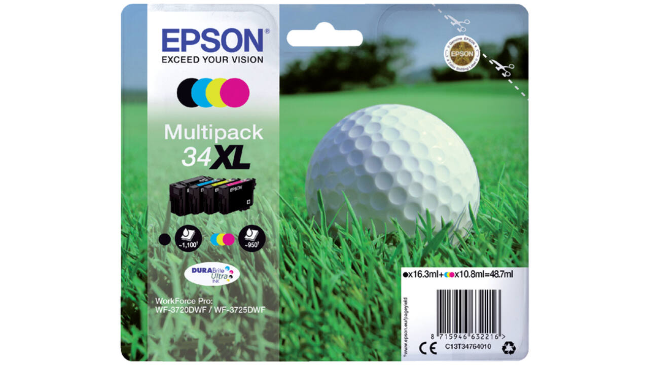 Inktcartridge Epson 34XL T3476 zwart + 3 kleuren