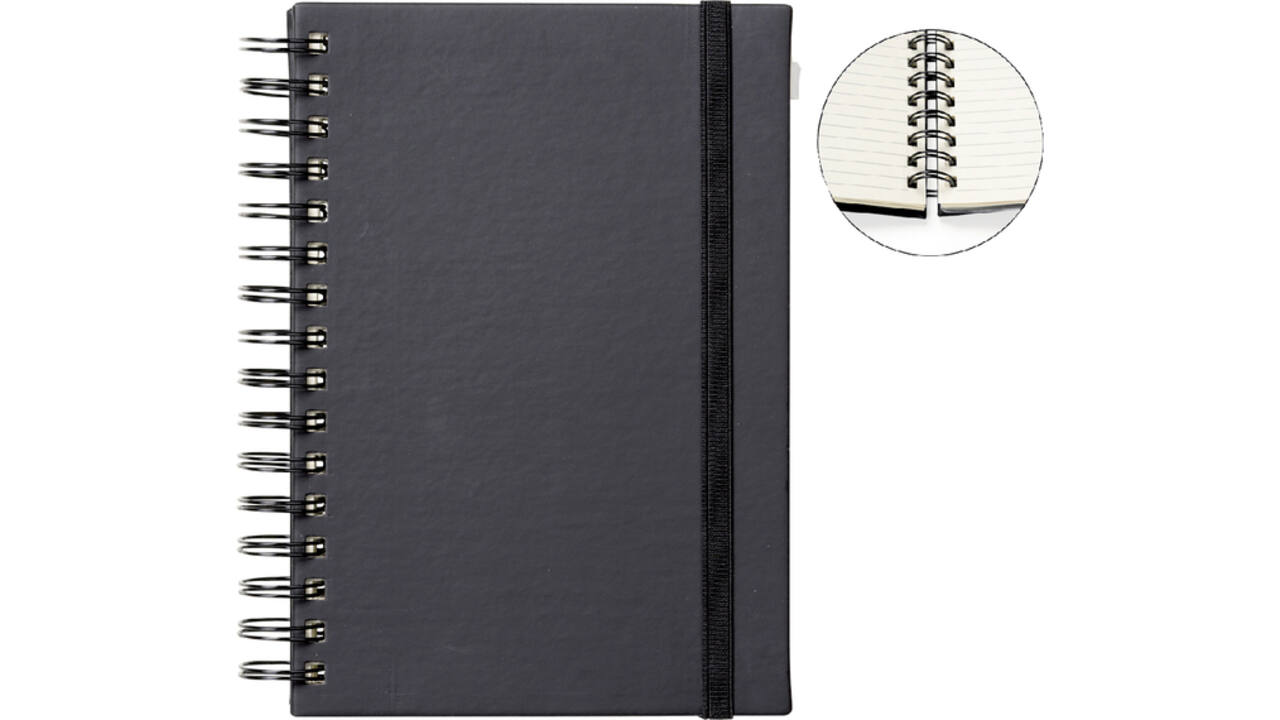 Notitieboek Quantore A5 spiraal lijn 192blz 80gr zwart