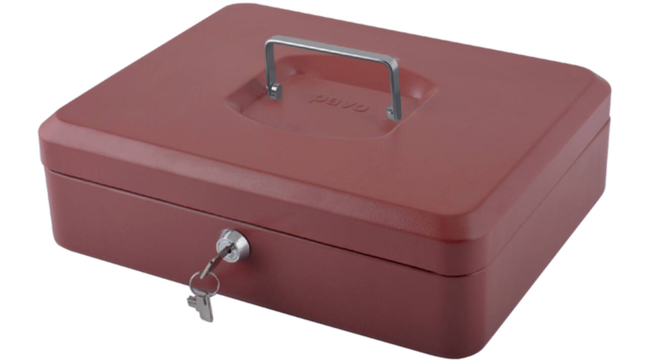 Geldkist Pavo met muntsorteerbak 300x240x90mm rood