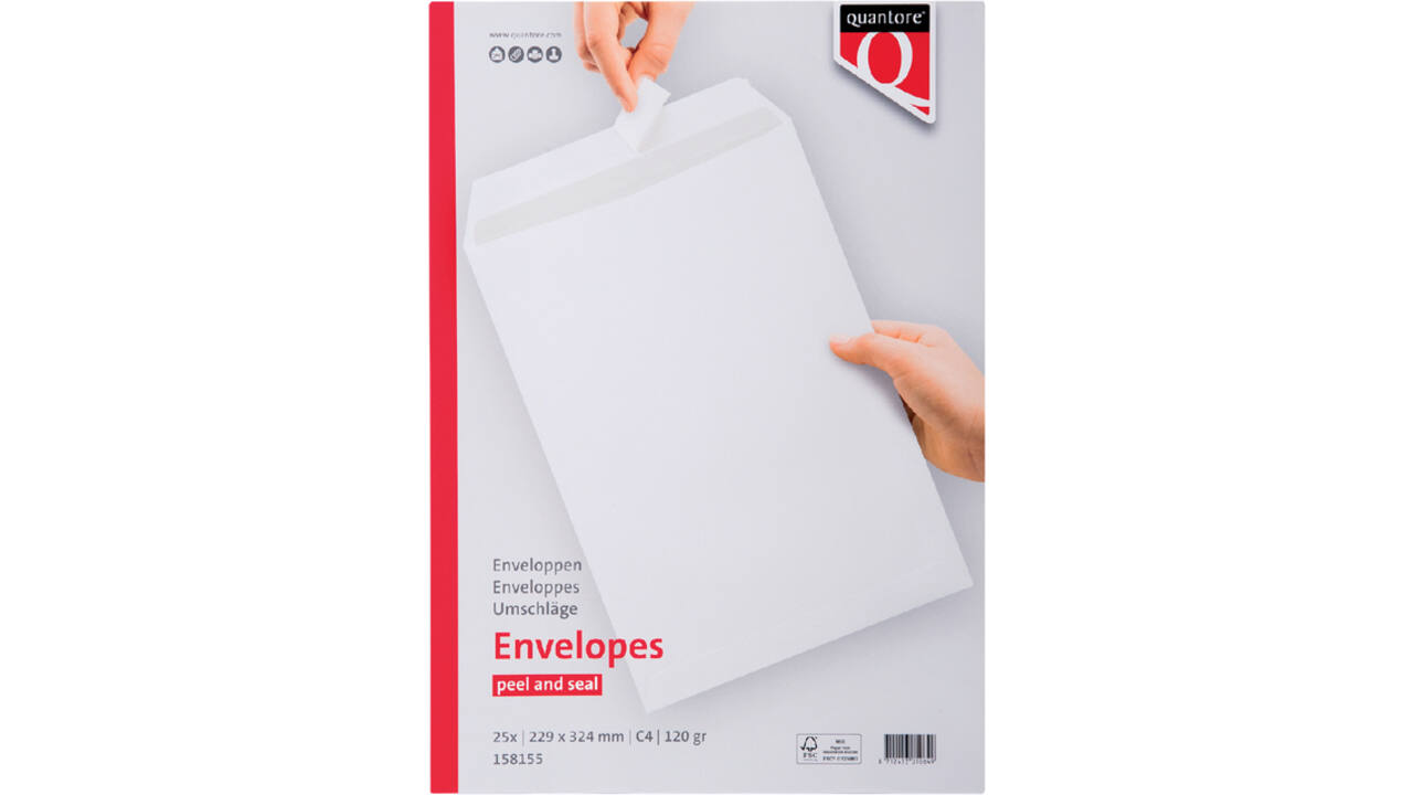 Envelop Quantore akte C4 229x324mm zelfklevend wit 25stuks