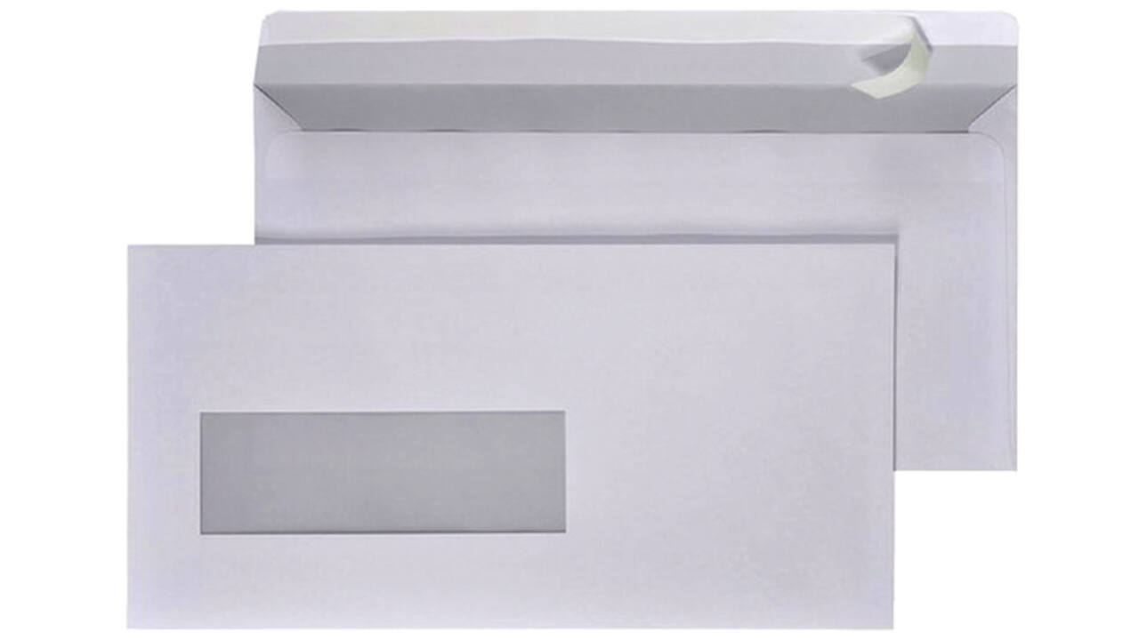 Envelop Quantore 110x220mm venster 3x10cm links zelfkl 25st