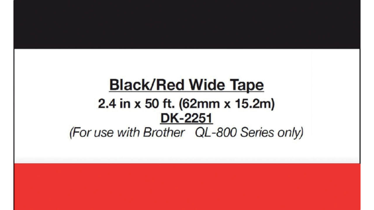 Etiket Brother DK-22251 62mm 15-meter zwart/rood