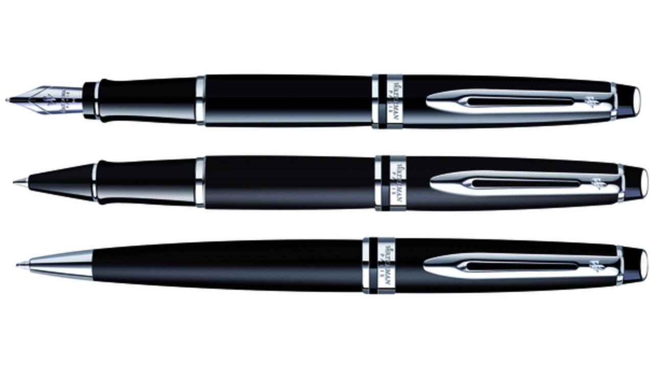 Rollerpen Waterman Expert black lacquer CT fijn