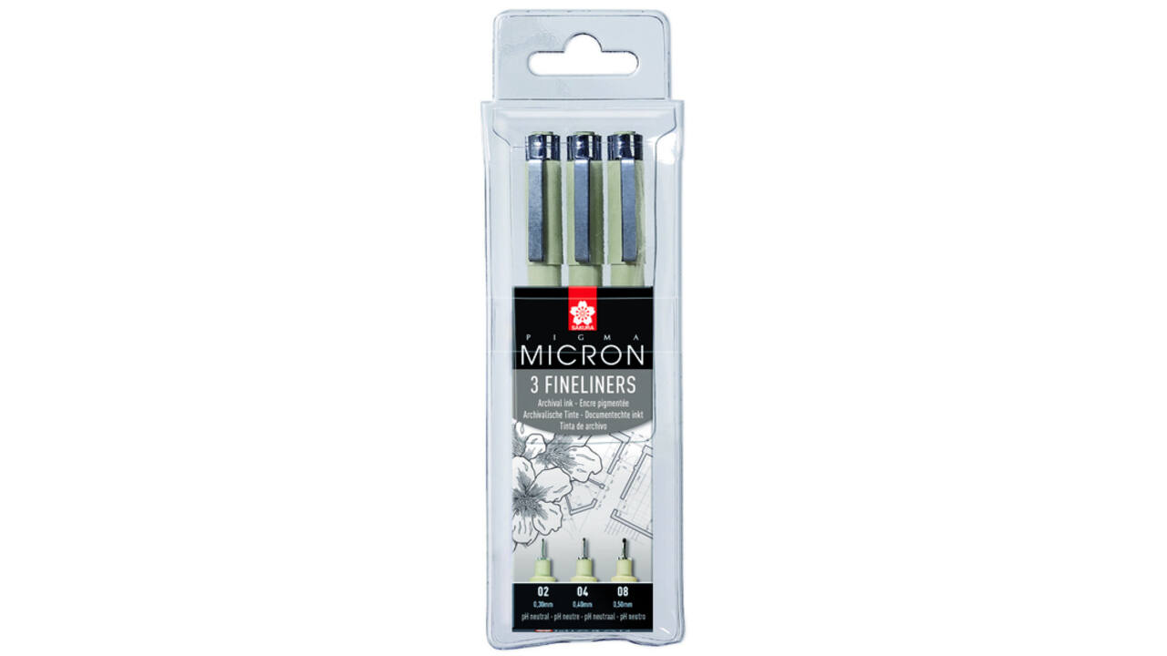 Fineliner Sakura pigma micron blister 3 stuks zwart