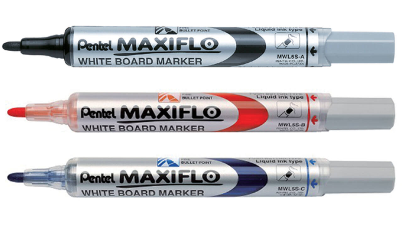 Viltstift Pentel MWL5S Maxiflo whiteboard rond 1mm blauw