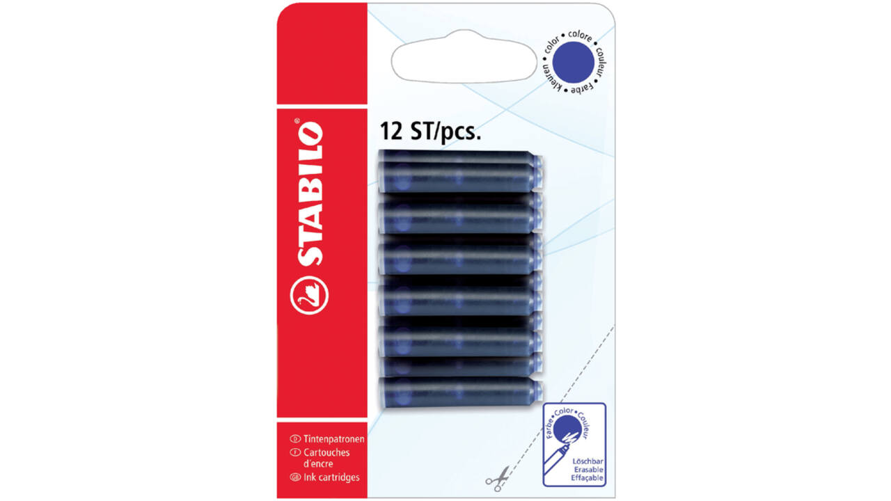 Inktpatroon STABILO blauw blister à 12 stuks