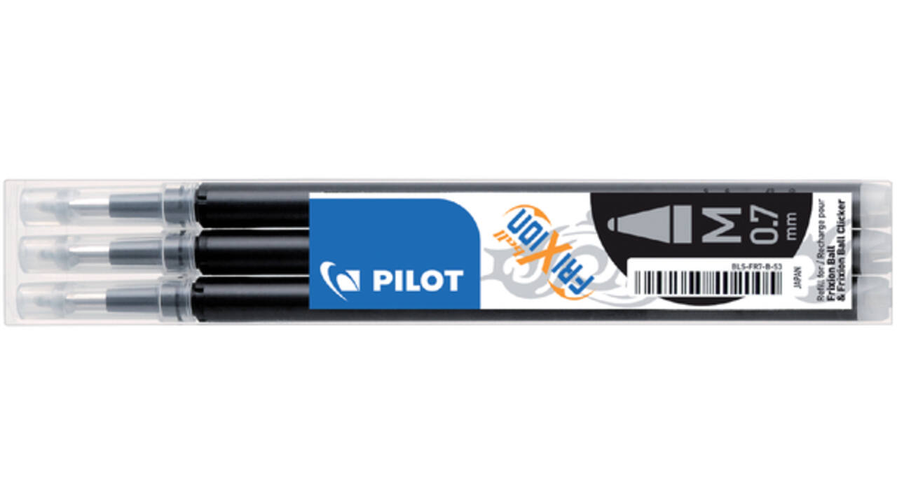 Rollerpenvulling PILOT friXion medium zwart set à 3 stuks