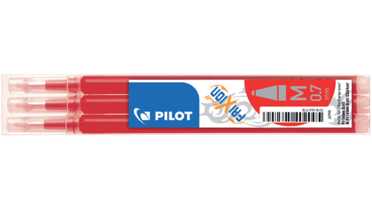 Rollerpenvulling PILOT friXion medium rood set à 3 stuks