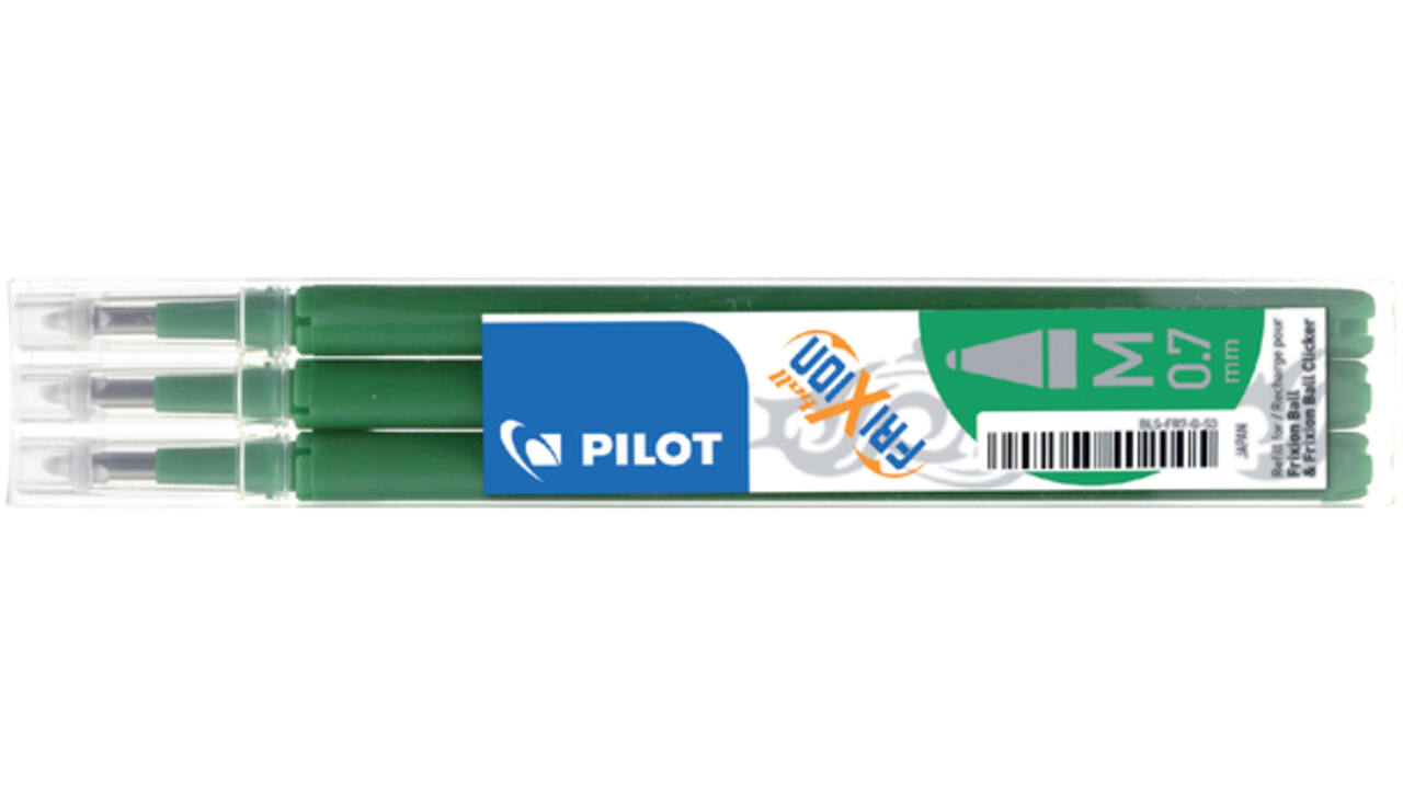 Rollerpenvulling PILOT friXion medium groen set à 3 stuks