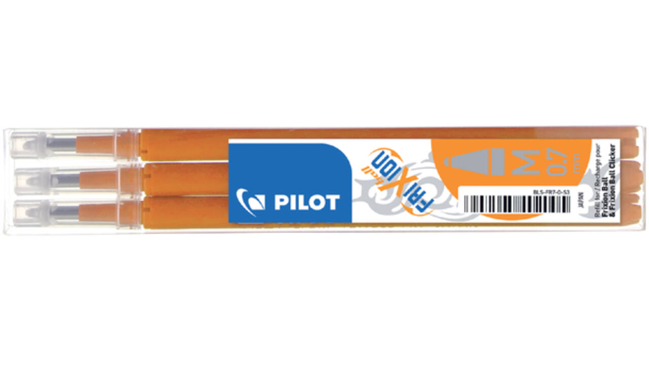 Rollerpenvulling PILOT friXion medium oranje set à 3 stuks