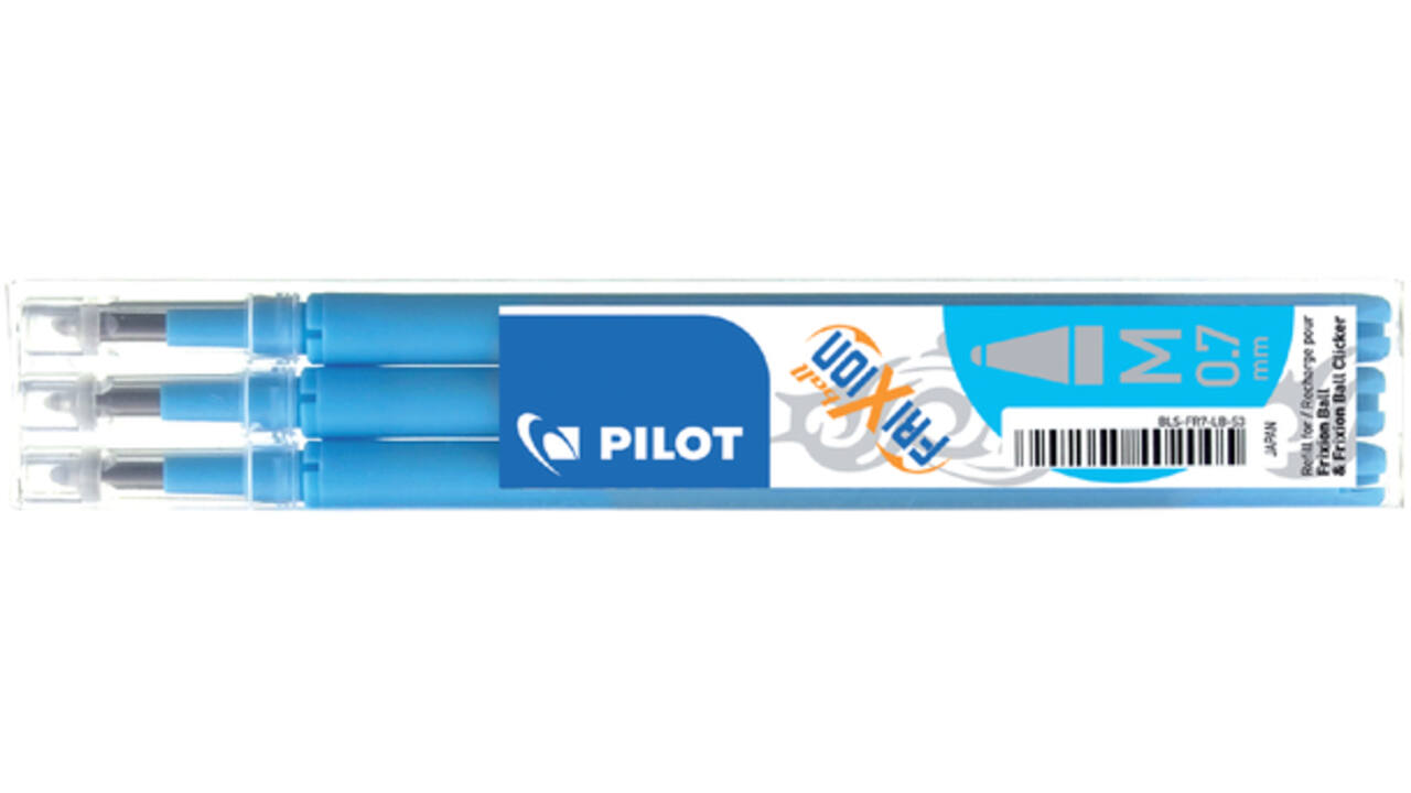 Rollerpenvulling PILOT friXion medium lichtblauw set à 3 stuks